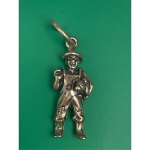 .925 Farmer with Pig Sterling Silver Jewelry Charm #farm
